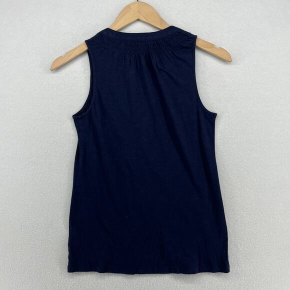 LILLY PULITZER Tank Top 2XS Essie Palm Beach Slub Popover Smocked Cotton Blue - Picture 2 of 15